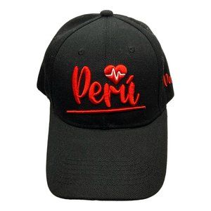 NEW PERU EMBROIDERY HEART MEN'S BLACK RED ADJUSTABLE SNAPBACK BASEBALL HAT
